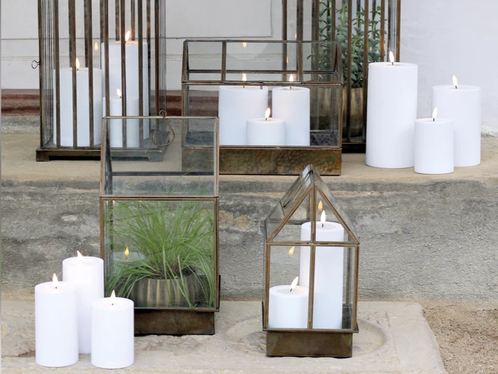 Chic Antique, LED, Bloklys, Udendørs, Hvid, PP, H:35 x Ø:10 cm