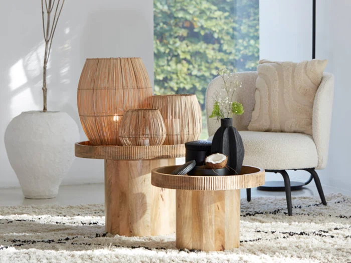 Light & Living, EVISA, Fyrfadsstage, Natur, Rattan, Ø:20 x H:22 cm