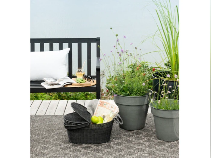 Lauvring, Rosy, Kurv, Sort, Polyrattan, H:23 x Dia:37 cm