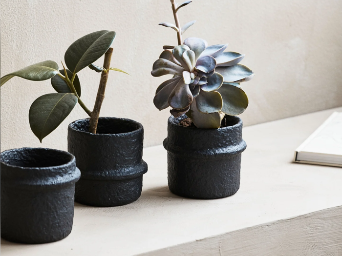 Nordal, ROTE, Urtepotte No. 1, Sort, Cement, H:12 x Dia:10 cm