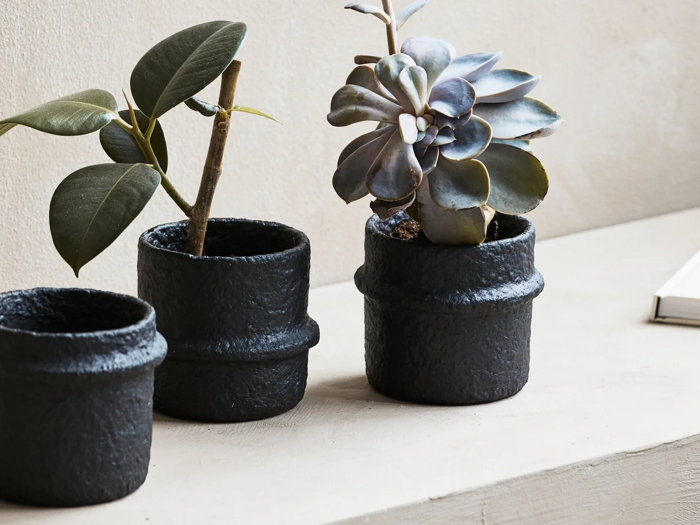 Nordal, ROTE, Urtepotte No. 2, Sort, Cement, H:12 x Dia:10 cm