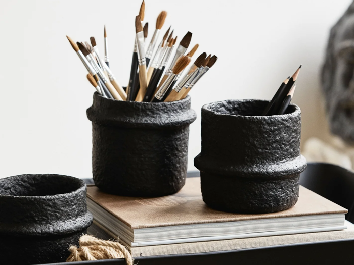 Nordal, ROTE, Urtepotte No. 1, Sort, Cement, H:12 x Dia:10 cm