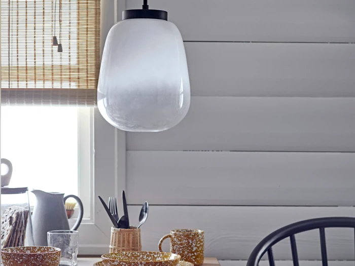 Bloomingville, Ece, Pendel, Hvid, Glas, Dia:25 x H:34 cm