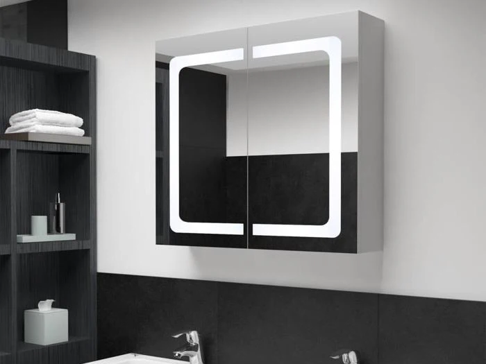 Vidaxl badeværelsesskab med spejl + LED-lys 80x12,2x68 cm