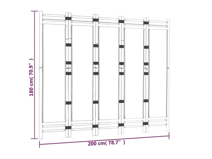 Vidaxl 5-panels rumdeler 200 cm foldbar bambus og kanvas