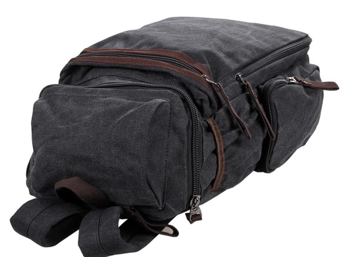 Rejse rygsæk/Vandretaske Sort i lærred no.9016A