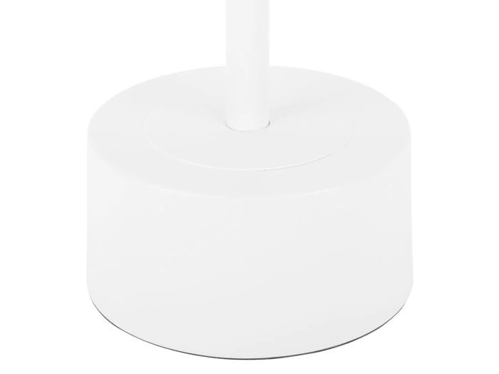 Et nærbillede af en cylindrisk hvid lampefod med et glat, minimalistisk design.