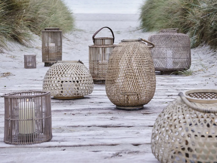 Lene Bjerre, Harper, Lanterne, Natur, Grå, Rattan, Ø:40xH:46 cm