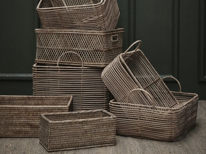 Lene Bjerre, Harper, Kurvesæt, Natur, Grå, Ratten, Sæt af 2 stk., B:24xH:28xL:35 / B:24xH:33xL:40 cm