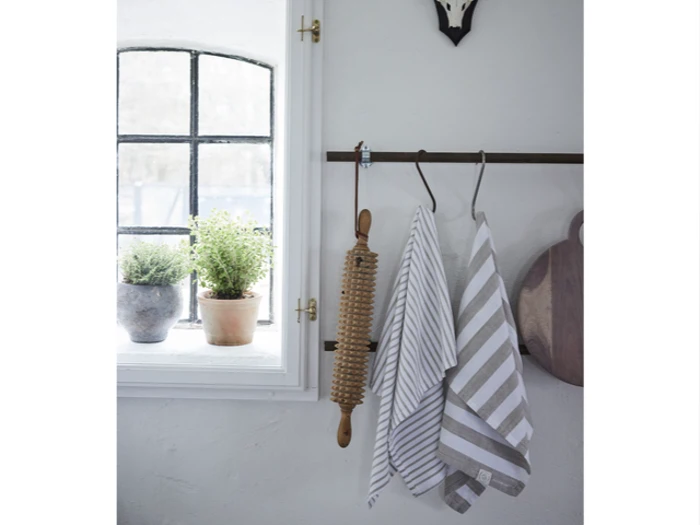 Lene Bjerre, Olivia, Viskestykke, Råhvid, Brun, bomuld, 70 x 50 cm