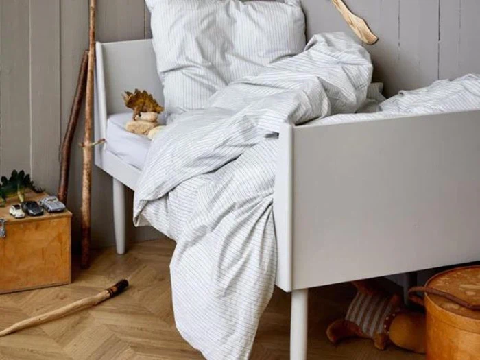 By KlipKlap, sengetøj, junior, Alfred Stripe, Moon Grey, 100x140 