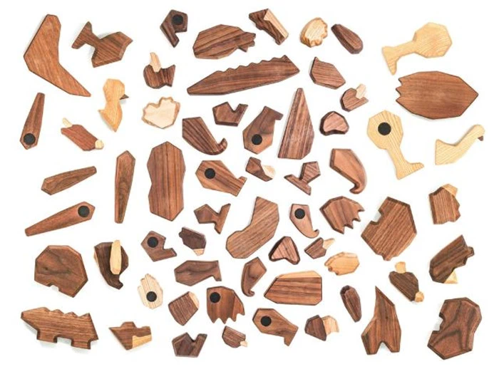 Alle 16 dyr med magneter i Nordamerikansk valnød og ask fra Fablewood