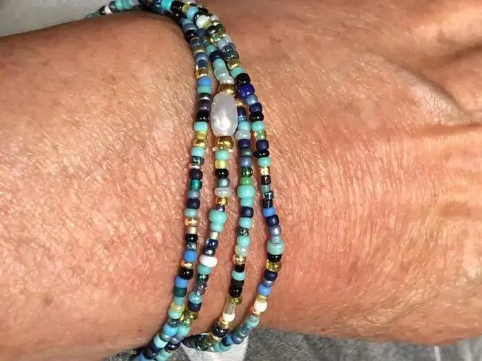 AQUA PEARL   - 4x Wrap armbånd/halskæde 