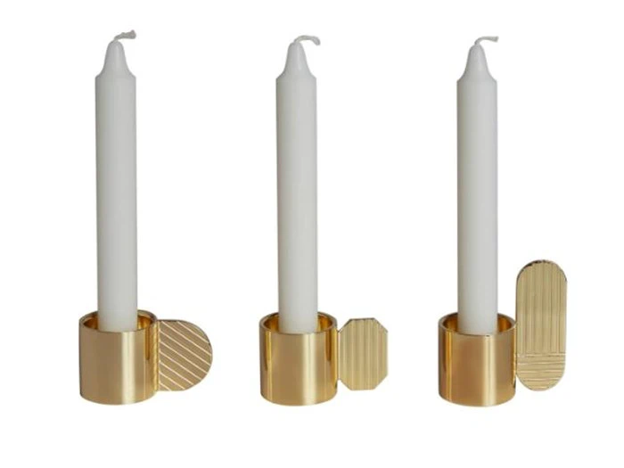 3 stk. art lysestager i messing fra OYOY 