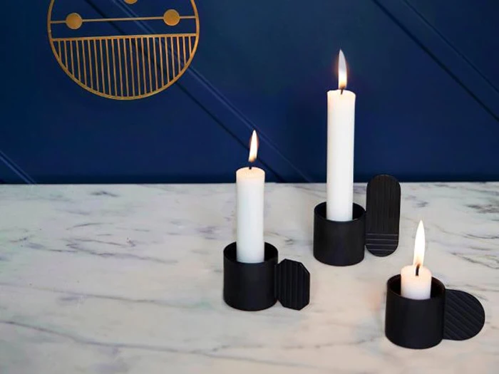 3 stk. art lysestager i sort fra OYOY 