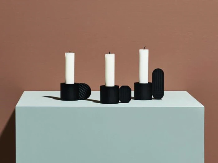 3 stk. art lysestager i sort fra OYOY 