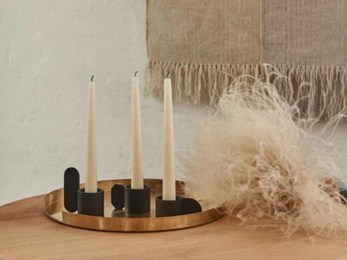 3 stk. art lysestager i sort fra OYOY 