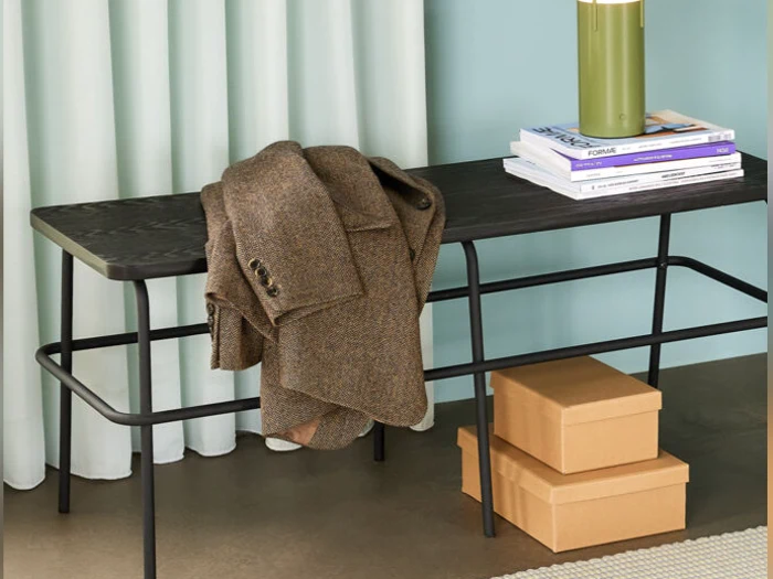 Hübsch, Ash, Bænk, Sort, Ask, Jern, L:110 x B:39 x H:46 cm