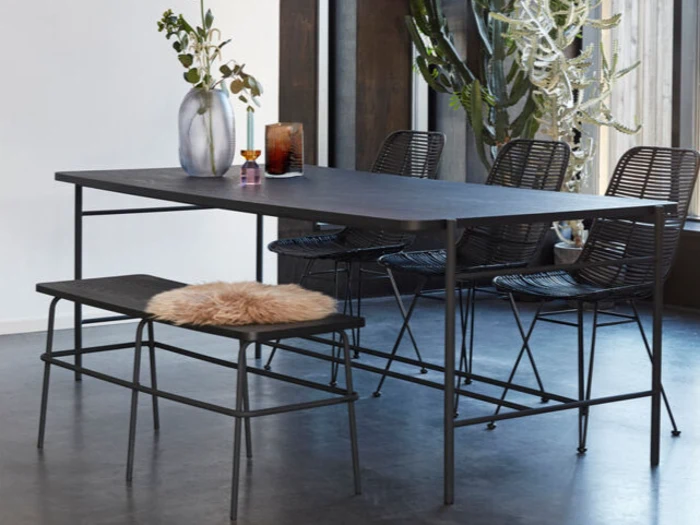 Hübsch, Ash, Bænk, Sort, Ask, Jern, L:110 x B:39 x H:46 cm