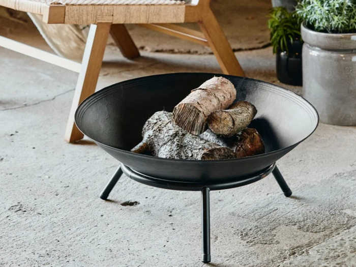 Nordal, Aster, Bålfad, Sort, Støbejern, Stål, H:26,8 x Dia:61 cm