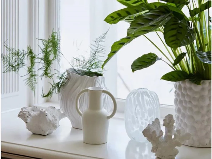 Bahne, Urtepotte, bobler, Hvid, Stentøj, H: 23 x D: 20 cm