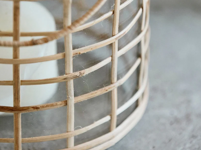 Nordal, Bamboo, Lanterne, Medium, Bambus, Glas, H:21 x Dia:17,5 cm