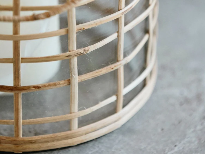 Nordal, Bamboo, Lanterne, Large, Bambus, Glas, H:27 x Dia:19 cm