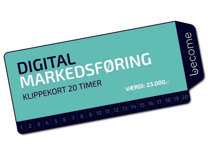 Klippekort til 20 timers digital marketing rådgivning / Voucher for 20 hours of marketing counseling