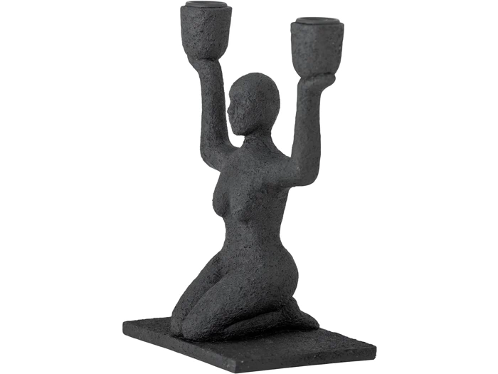 Bloomingville, Lucie, Lysestage, Sort, Polyresin, L:18 x H:23 x B:11 cm