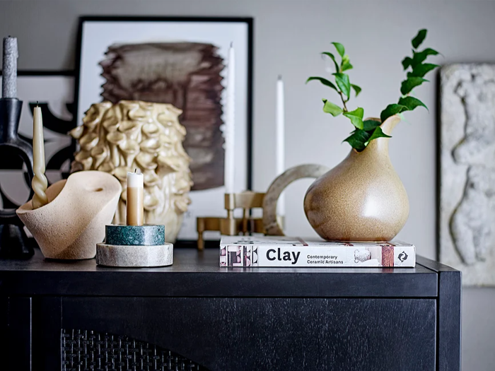 Bloomingville, Brent, Lysestage, Natur, Stentøj, L:15 x H:13 x B:11 cm