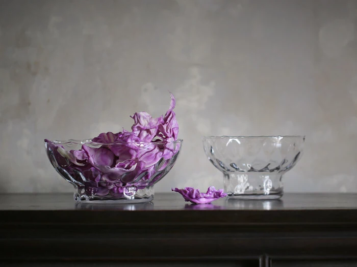 2 stk. Clear dots glas skåle I mundblæst glas fra Ro Collection - Ø: 19 cm