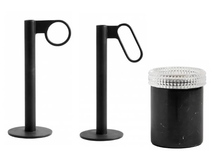 3 stk lysestager i sort fra Nordal 