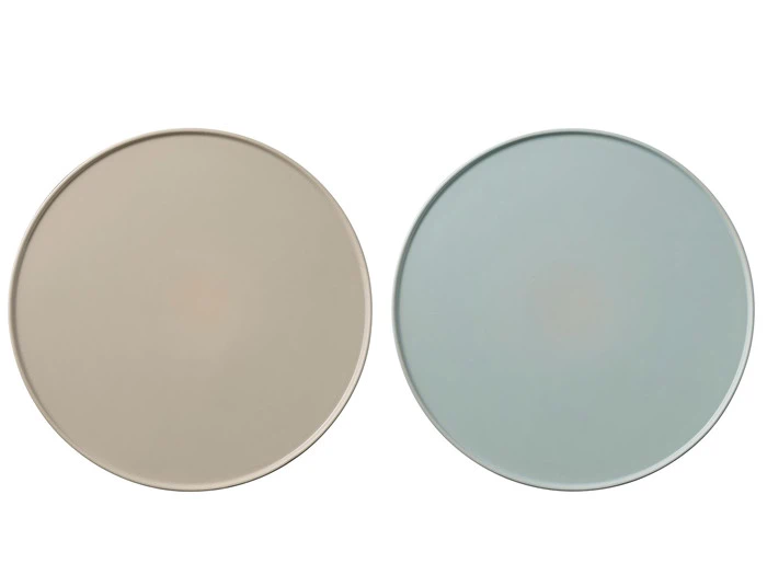 6 stk. sand & 6 stk. blå Carina stentøj tallerkner fra Bloomingville - Ø27 cm