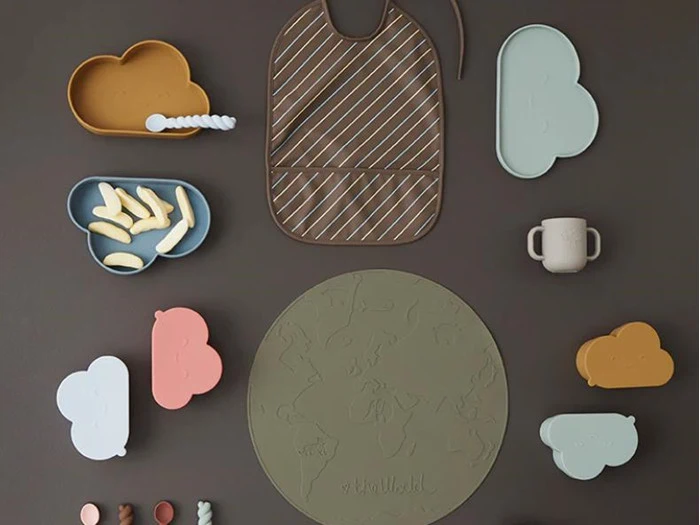 OYOY, Chloe Cloud tallerken & skål, Silikone, Ice Blue/Choko