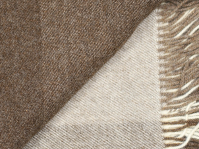 Silkeborg Uldspinderi, Danaja 0153, Plaid, Mørkebrun, Hvid, 100% Wool, B:130 x L:200 cm