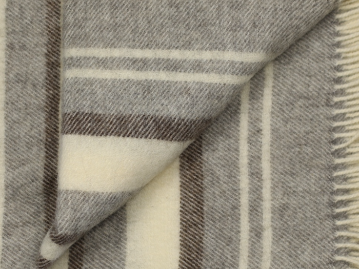 Silkeborg Uldspinderi, Danaja 0164, Plaid, Grå, Hvid, Brun, 100% Wool, B:130 x L:200cm