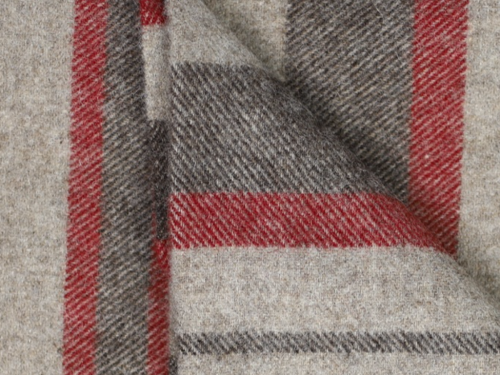 Silkeborg Uldspinderi, Danaja 0175, Plaid, Grå, Rød, 100% Scandinavian Wool, B:140 x L:240 cm