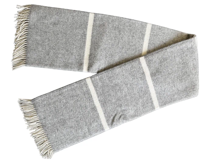 Silkeborg Uldspinderi, Danaja L 0211, Plaid, Grå, Råhvid, 100% Uld, B:140 x L:240cm