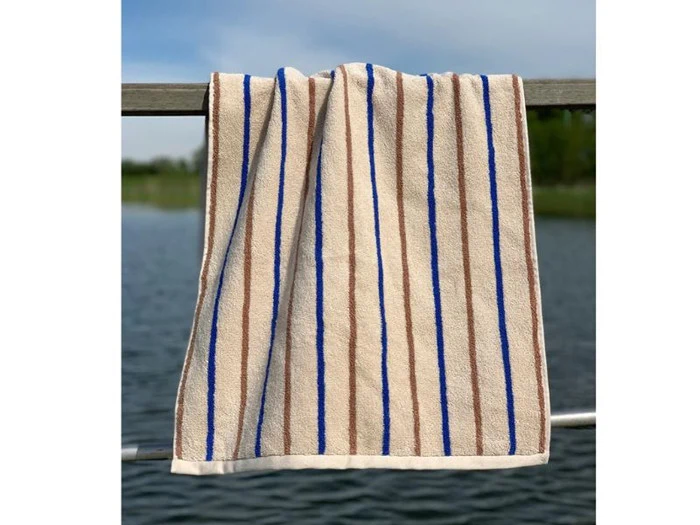 OYOY, Raita, Håndklæde, Caramel/Optic Blue, H140 x W70 cm