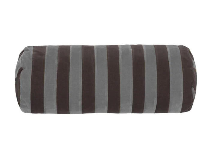 Christina Lundsteen, Stripe bolster pude, steel grey/chocolate, ø14x40 cm