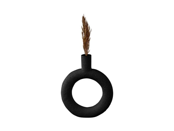 Columbine, Vase, Ring, Rund, sort, polyresin, H: 22,5 x B: 18 cm