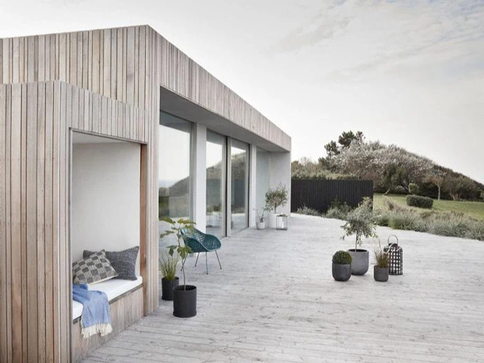 Hübsch, Shell Plaid, blå/råhvid, 140x200 cm