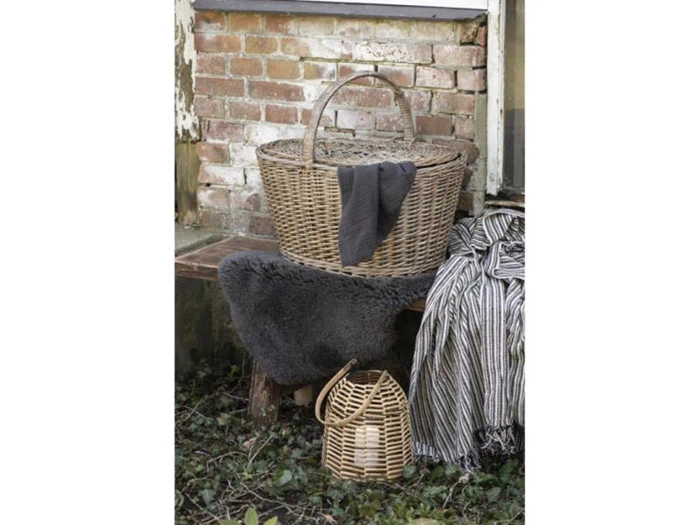 Ib Laursen, Plaid, dobbeltvævet bomuld, antracit, 130 x 170 cm