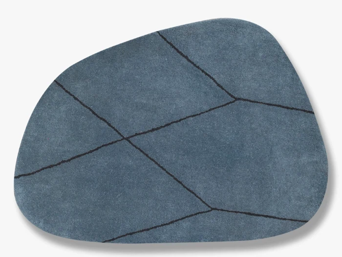 Mette Ditmer, SHAPE, Gulvtæppe, Blå, 100% Uld, B:120 x L:154 cm