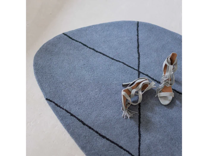 Mette Ditmer, SHAPE, Gulvtæppe, Blå, 100% Uld, B:120 x L:154 cm