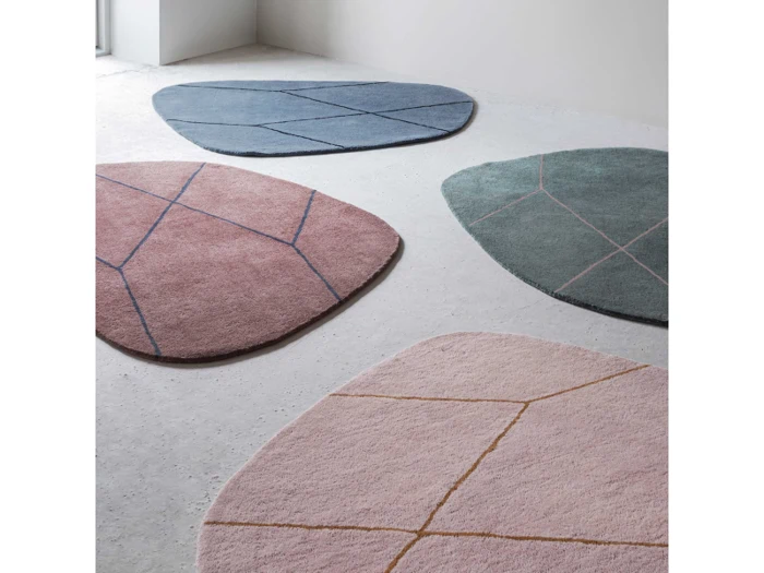 Mette Ditmer, SHAPE, Gulvtæppe, Blå, 100% Uld, B:120 x L:154 cm