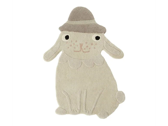 OYOY, Hopsi Rabbit gulvtæppe, råhvid, W76 x H100 cm
