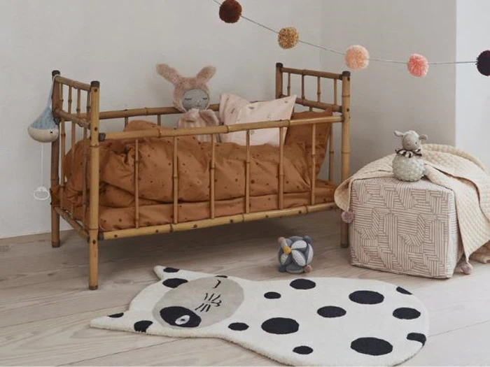 OYOY, Zorro Kat Tæppe, 80% uld, Råhvid/Antracit, 90x63 cm