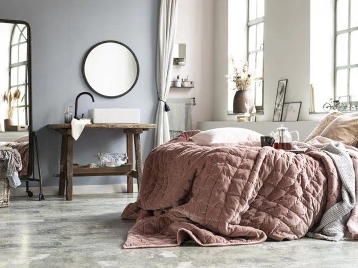 Dobbelt velour sengetæppe i peony fra Ib Laursen