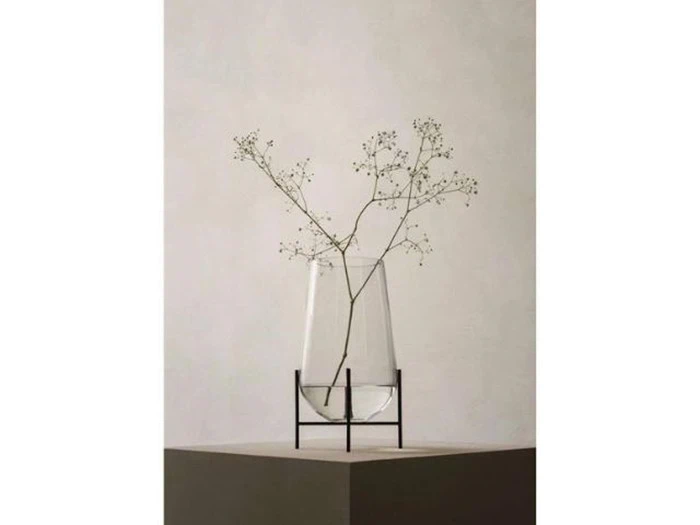 Menu Echasse Vase, Small, clear/bronzed brass, H25 cm